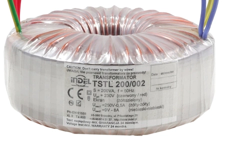 Transformator toroidalny 200VA Indel TSTL 200/002 230V (250V, 9V) do wzmacniaczy lampowych