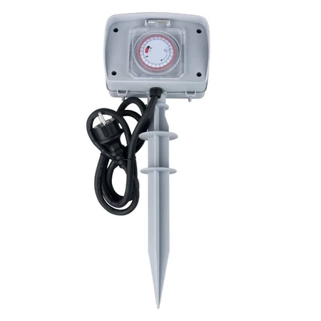 Podwójne gniazdo ogrodowe z programatorem czasowym 24h, 2 gniazda IP44, max 16A 3680W, przewód 1.5m