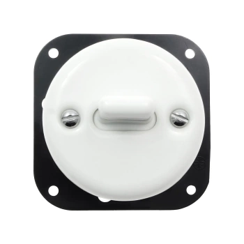 Włącznik światła pojedynczy dwubiegunowy dźwigniowy ceramiczny, okrągły podtynkowy biały Ceramic Loft