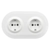 2x Gniazdko elektryczne Schuko okrągłe z ramką podwójną, białe, montaż podtynkowy, Ceramic Loft