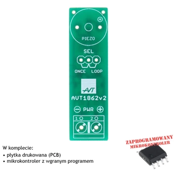 Sygnalizator akustyczny 7-15 V z trybem ONCE/LOOP - PCB i mikroprocesor do projektu AVT 1862