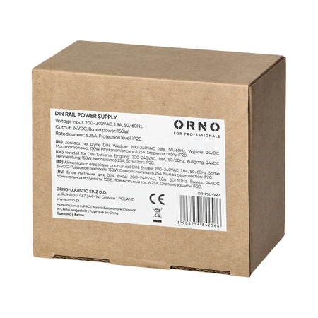 Zasilacz na szynę DIN 24VDC 6.25A 150W OR-PSU-1667