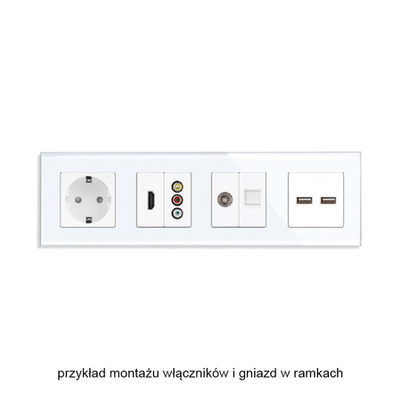 Włącznik krzyżowy biały podtynkowy (moduł bez ramki) - TAWOIA Glass