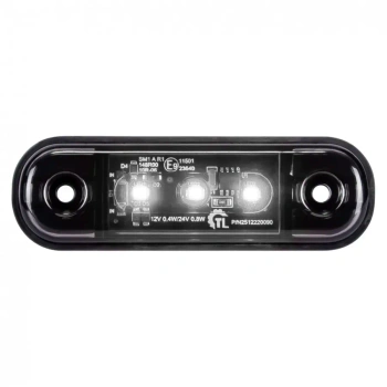 Lampa obrysowa LED biała 12/24 V, klosz przyciemniany DARK, 83,7 × 24,2 mm - L1317