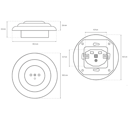 Gniazdo elektryczne z ramką, ceramiczne, montaż podtynkowy, kolor czarny Ceramic Loft