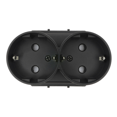 Gniazdo elektryczne podwójne Schuko - szklana ramka - czarne - Tawoia Glass