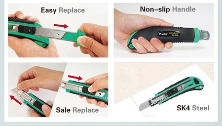 Nożyk metalowy z łamanym ostrzem i magazynkiem, DK2039 Proskit