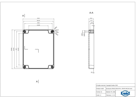 Obudowa hermetyczna ZP240.190.60 jasnoszara ABS