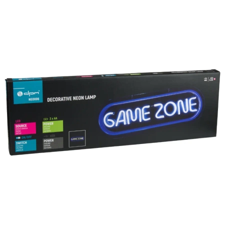 Neon LED "game zone", dekoracja LED 42,5x13,7cm zasilanie z baterii lub USB