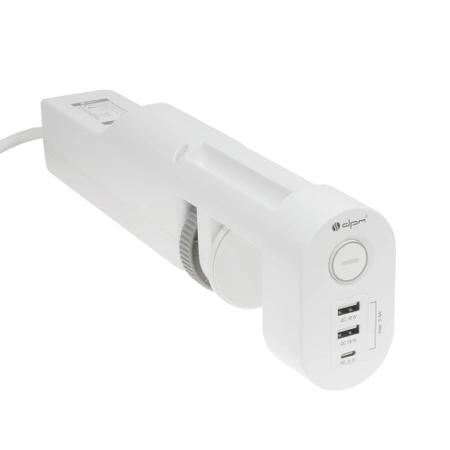 Listwa zasilająca 3 gniazda + 3× USB, przewód 1,5 m, 16 A, 3G1,5, podblatowa, z uziemieniem, biała, DPM