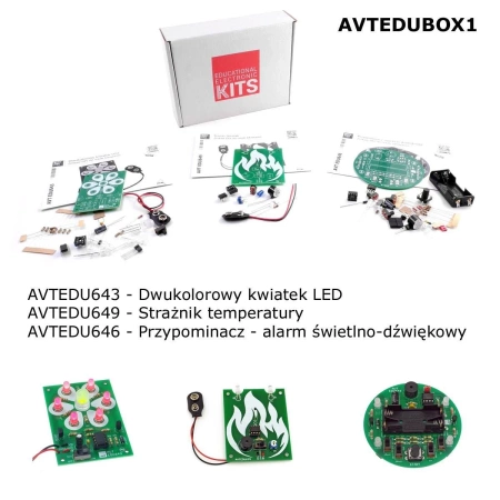 Zestaw 3 kitów DIY do nauki lutowania, AVT EDUBOX1