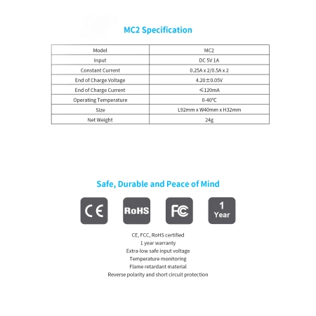 Ładowarka do akumulatorów / ogniw cylindrycznych Li-ion 18650 Xtar MC2 USB-C