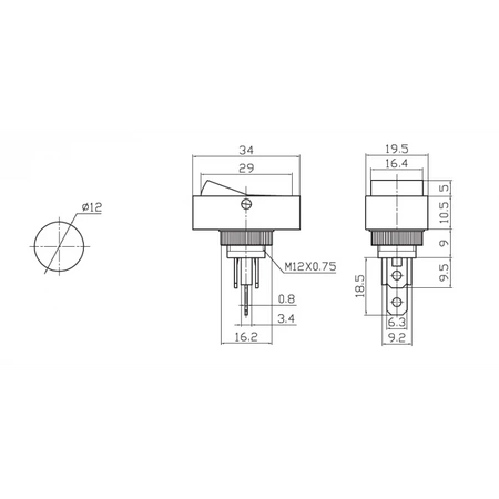 Przełącznik samochodowy ASW-11-101 on-off 12V/20A