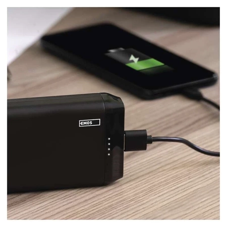 PowerBank 20000mAh EMOS ALPHA2, 10W, czarny, przewód w zestawie