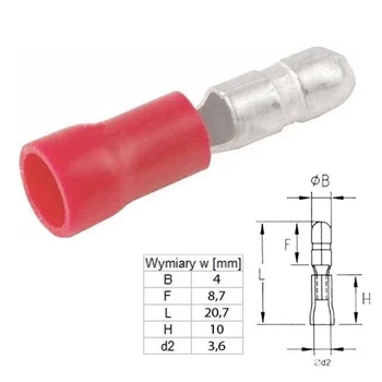 Konektor okrągły izolowany męski 4mm 0.5-1.5mm² - końcówka kablowa - SGE