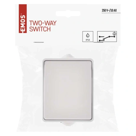 Włącznik schodowy, natynkowy, IP54, biały, 10 A, EMOS A1398,3