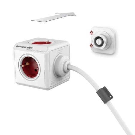 PowerCube Extended, rozgałęźnik 5 gniazd na przewodzie 1.5m, czerwony