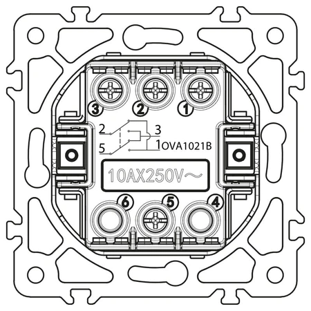 Włącznik krzyżowy, okrągły, czarny, podtynkowy, moduł bez ramki, 10 A, OVAL