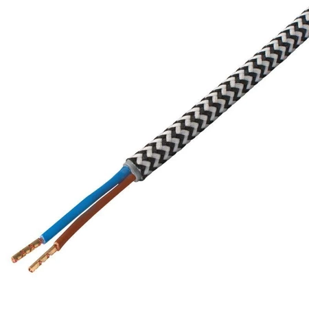 Przewód elektryczny 2x0.75mm2 w oplocie, czarno-biały, 3m