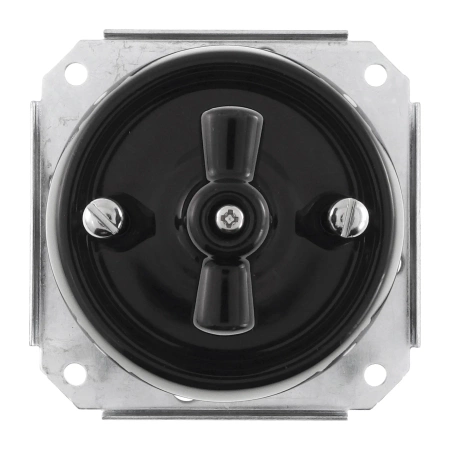 Włącznik żaluzjowy obrotowy ceramiczny, okrągły z ramką, podtynkowy czarny Ceramic Loft