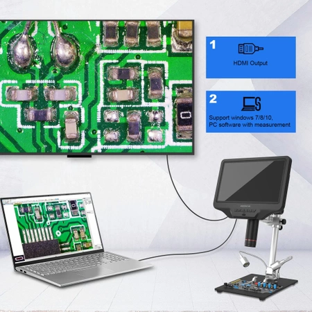 Mikroskop do lutowania z profesjonalnym metalowym stojakiem, ekran 10.1cala, powiększenie do 300x, HDMI, AD409Pro ANDONSTAR