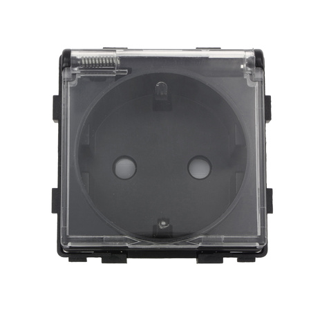 Gniazdo elektryczne Schuko IP44 z klapką - szklana ramka - czarne - Tawoia Glass