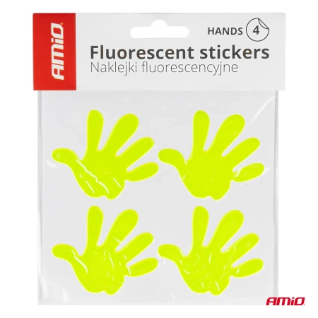 Naklejki odblaskowe fluorescencyjne dla dzieci, łapki, na plecak i kask