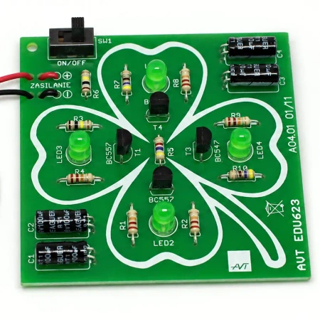 Czterolistna koniczynka LED. Zestaw DIY do nauki lutowania AVT EDU623