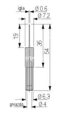Adapter - gniazdo izolowane 4mm na igłę 0.6mm czarny