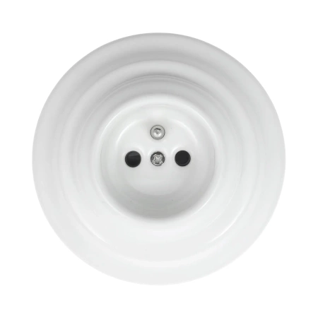 Gniazdo elektryczne ceramiczne okrągłe z ramką, montaż podtynkowy, kolor biały Ceramic Loft