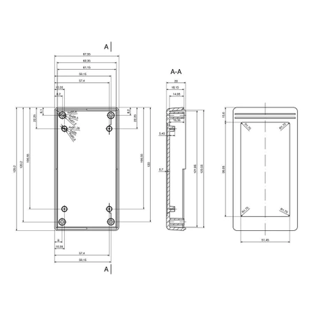 Obudowa uniwersalna Z34B, 67,6 × 129,2 × 37,7 mm, ABS, czarna, z panelami bocznymi, Kradex