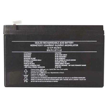Akumulator AGM bezobsługowy, 12 V, 9 Ah, 151 × 65 × 94 mm, 2,42 kg, EMOS B9675