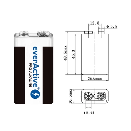 Bateria 9V 6LR61 alkaliczna 550mAh everActive Pro, blister