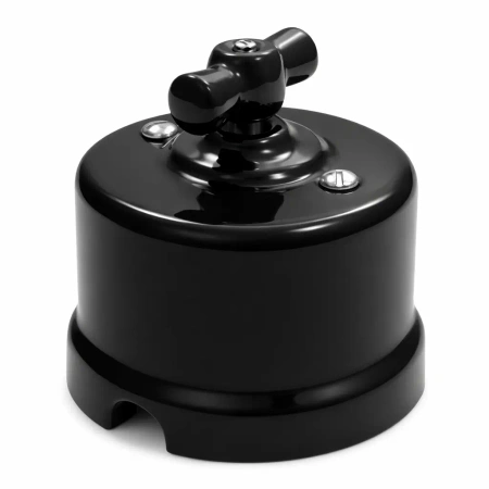 Natynkowy włącznik obrotowy pojedynczy czarny Ceramic Loft