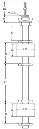 Magnetyczny czujnik poziomu wody CMW240 podwójny, metalowy 97mm