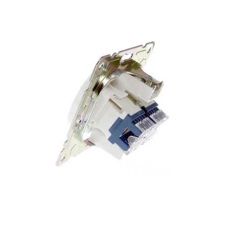 Gniazdo komputerowo-telefoniczne RJ45 i RJ11, okrągłe, białe, podtynkowe, moduł bez ramki, OVAL