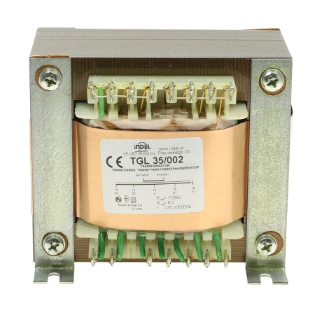 Transformator głośnikowy TGL 35/002, 35 W, 1,73 kom / 8 om, push-pull, ultraliniowy, 35 Hz - 20 kHz, Indel