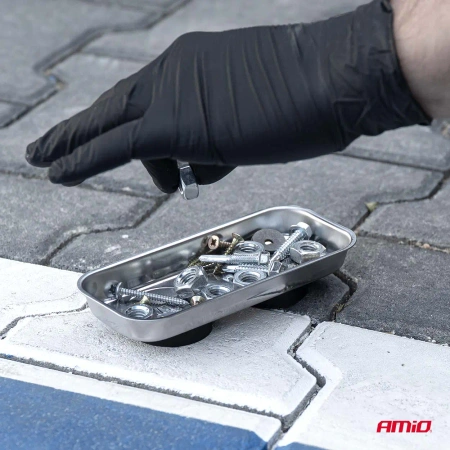 Miska magnetyczna prostokątna 150 × 65 × 27 mm ze stali nierdzewnej, AMIO-04917