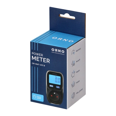 Watomierz, licznik zużycia energii z wyświetlaczem LCD czarny, OR-WAT-419/B ORNO