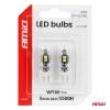 Żarówki LED W5W T10 bez CANBUS 12 V, 5 diod SMD 2835, przezroczysty korpus, światło białe, 2 szt. - AMiO 04995