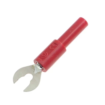 Widełki kablowe rozwarcie 6.3/4.3mm, z gniazdem 4mm, czerwony