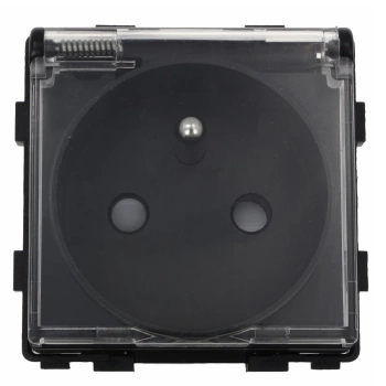 Moduł - gniazdo elektryczne IP44 z klapką - czarny - Tawoia Glass