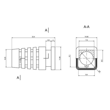 Odgiętka, przepust 7mm jasnoszary