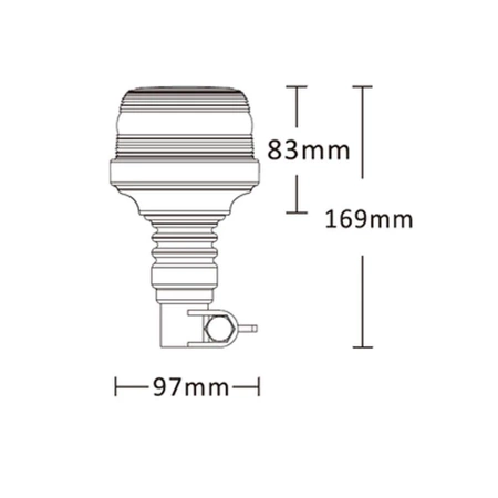 Lampa ostrzegawcza LED do pojazdu, 25W, 24 LED, światło pomarańczowe, trzpień FLEX, R65 R10, ALR0075