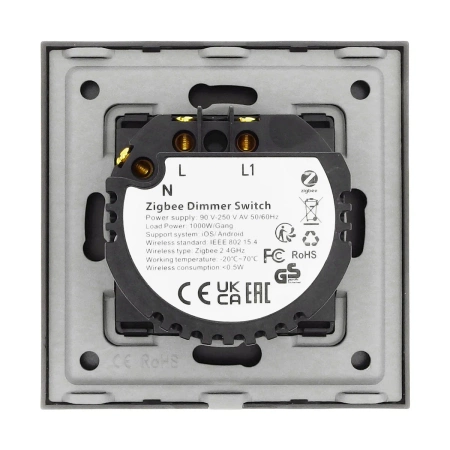 Ściemniacz Smart 1000W ZigBee - dotykowy szklany panel czarny - podtynkowy - TAWOIA Smart Home