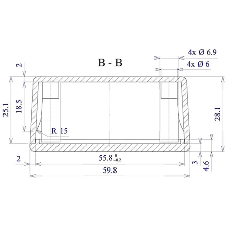Obudowa uniwersalna Z76, 59,5 × 109 × 28 mm, ABS, czarna, z panelami bocznymi, Kradex