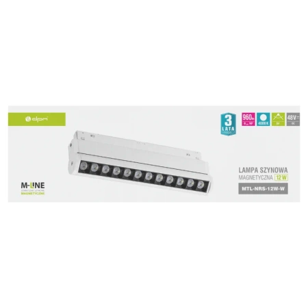 Reflektor szynowy magnetyczny liniowy regulowany 12W biały M-LINE