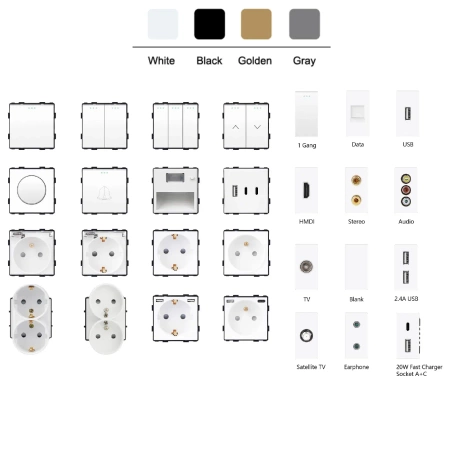 Moduł 1/2 - gniazdo HDMI - szary - kompatybilny z ramkami Tawoia Glass