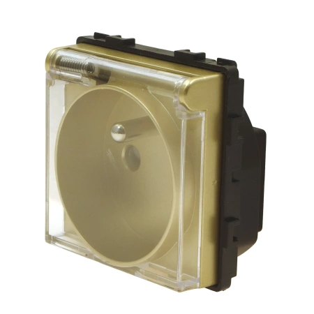 Moduł - gniazdo elektryczne IP44 z klapką - złoty - Tawoia Glass