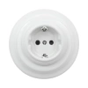 Gniazdo elektryczne Schuko ceramiczne okrągłe z ramką, montaż podtynkowy, kolor biały Ceramic Loft